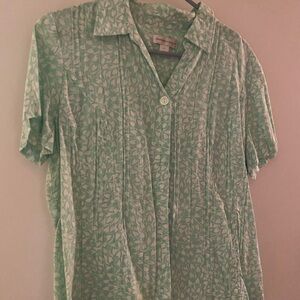 Christopher & Banks Green Button Down Shirt